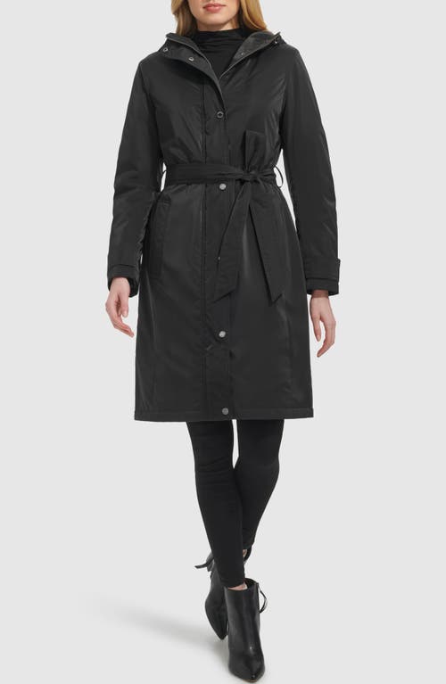 Shop Kenneth Cole New York Sleeker Hooded Raincoat In Black