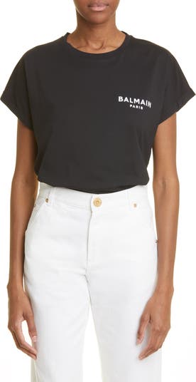 BALMAIN Flocked cotton-jersey T-shirt