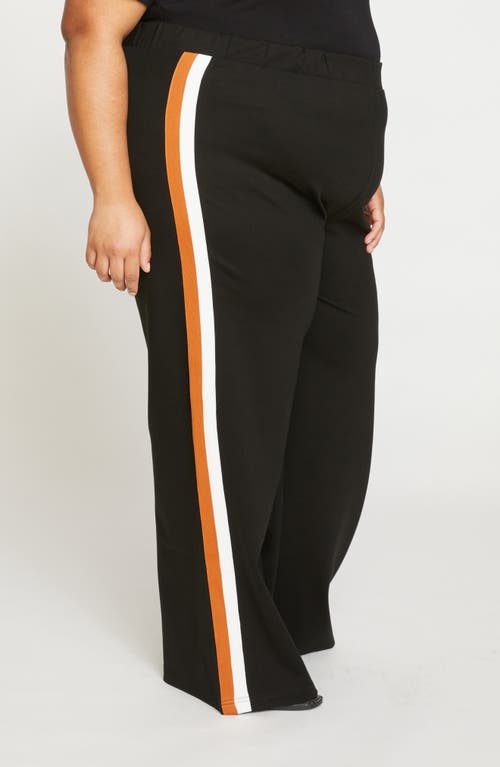Universal Standard Stephanie Ponte Wide Leg Pants In Black With Ochre/white Stripe