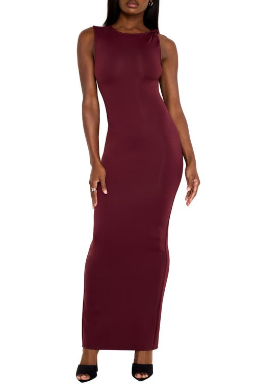 Shop Good American Scuba Knit Maxi Dress In Oxblood002