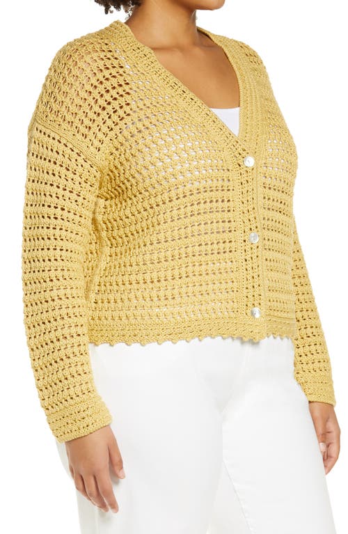 Vince Crochet Cropped Cardigan In Warm Sand