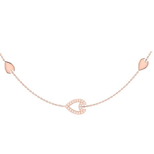 Shop Luvmyjewelry Avani Raindrop Layered Sterling Silver Diamond Necklace In 14kt Rose Gold Vermeil