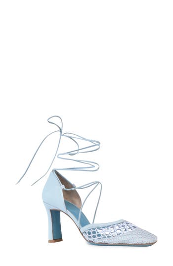 Valentina Rangoni Leone Crochet Wrap Tie Pump In Aquamarina