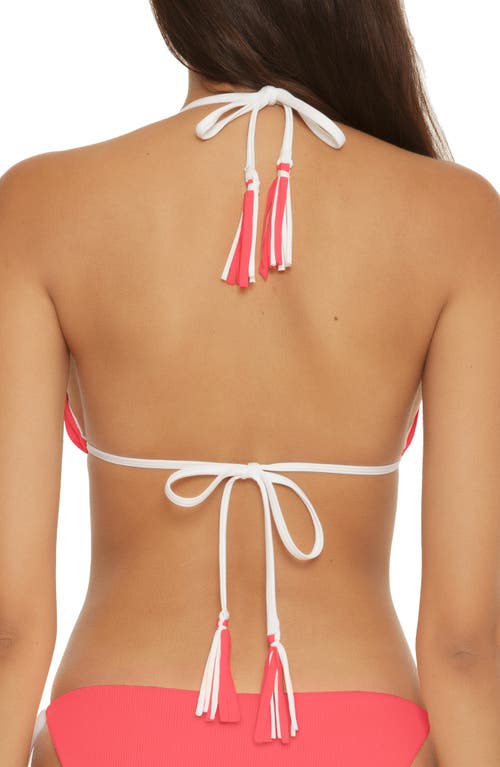 Becca Modern Reversible Rib Triangle Bikini Top In Paprika