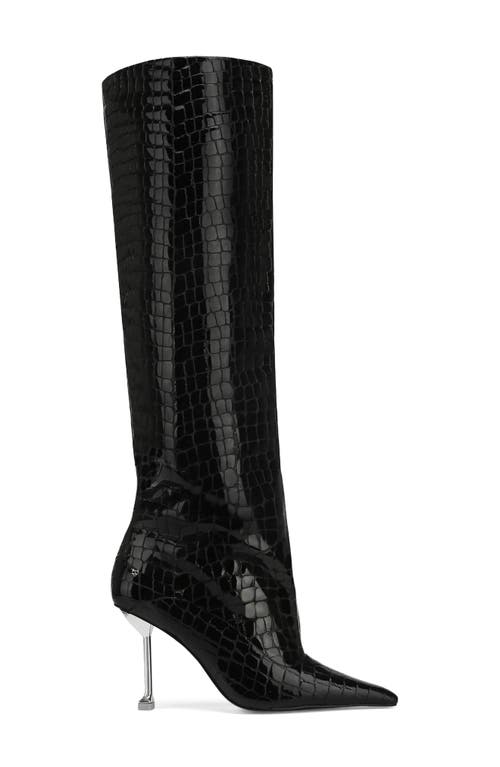 Shop Naked Wolfe Texas Croc Embossed Tall Boot In Black-croc Patent Leather