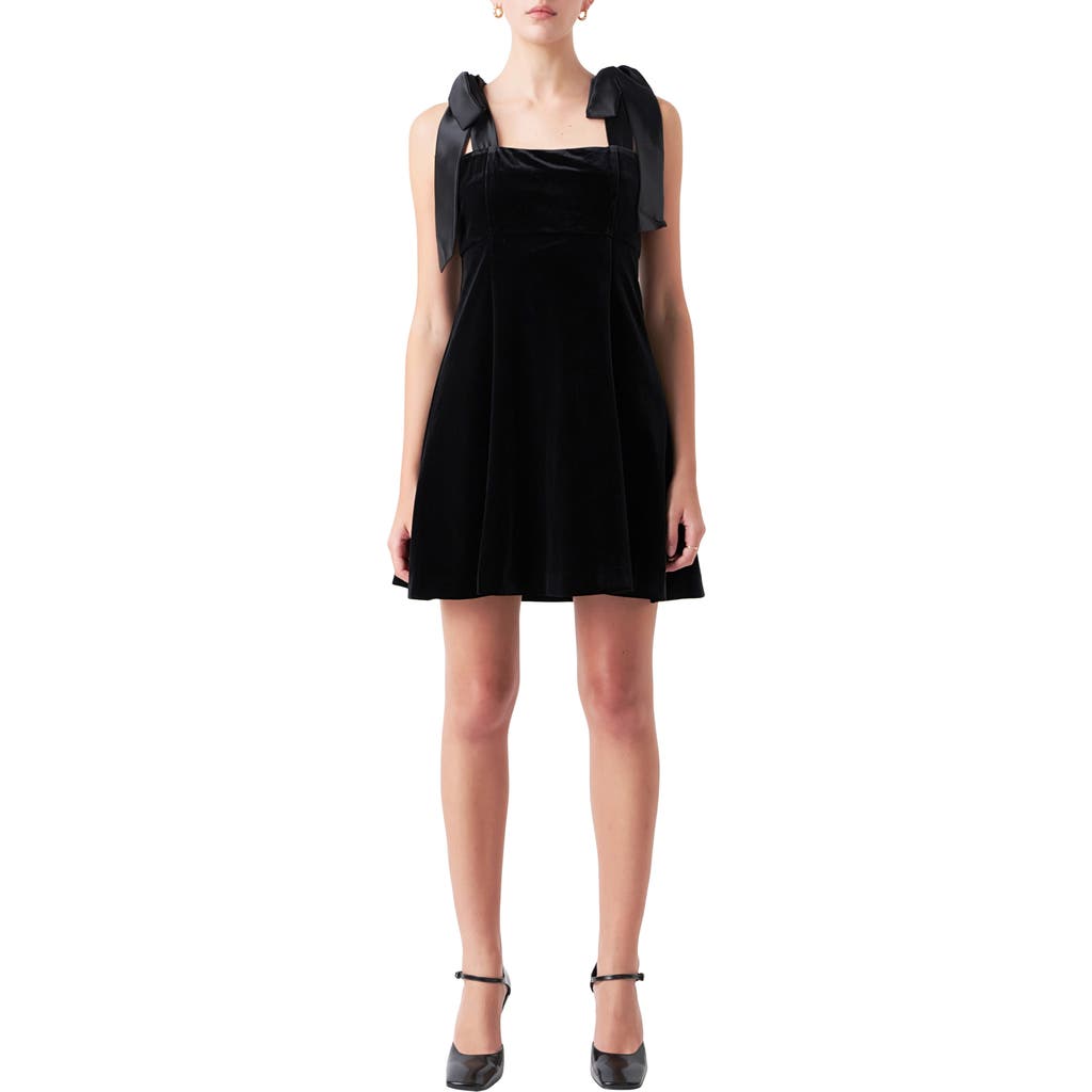 Endless Rose Women's Tiered Contrast Velvet Mini Dress In Black