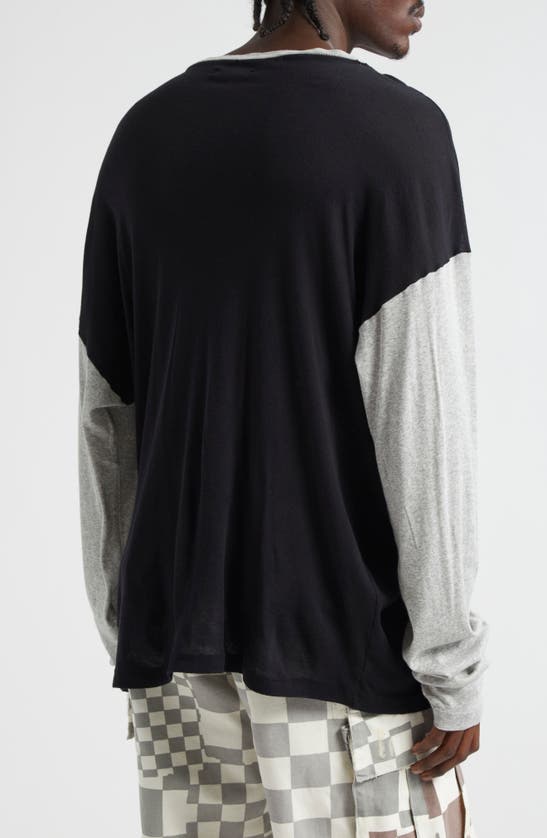 Shop Erl Oversize Lightweight Long Sleeve Graphic T-shirt In Faded Black
