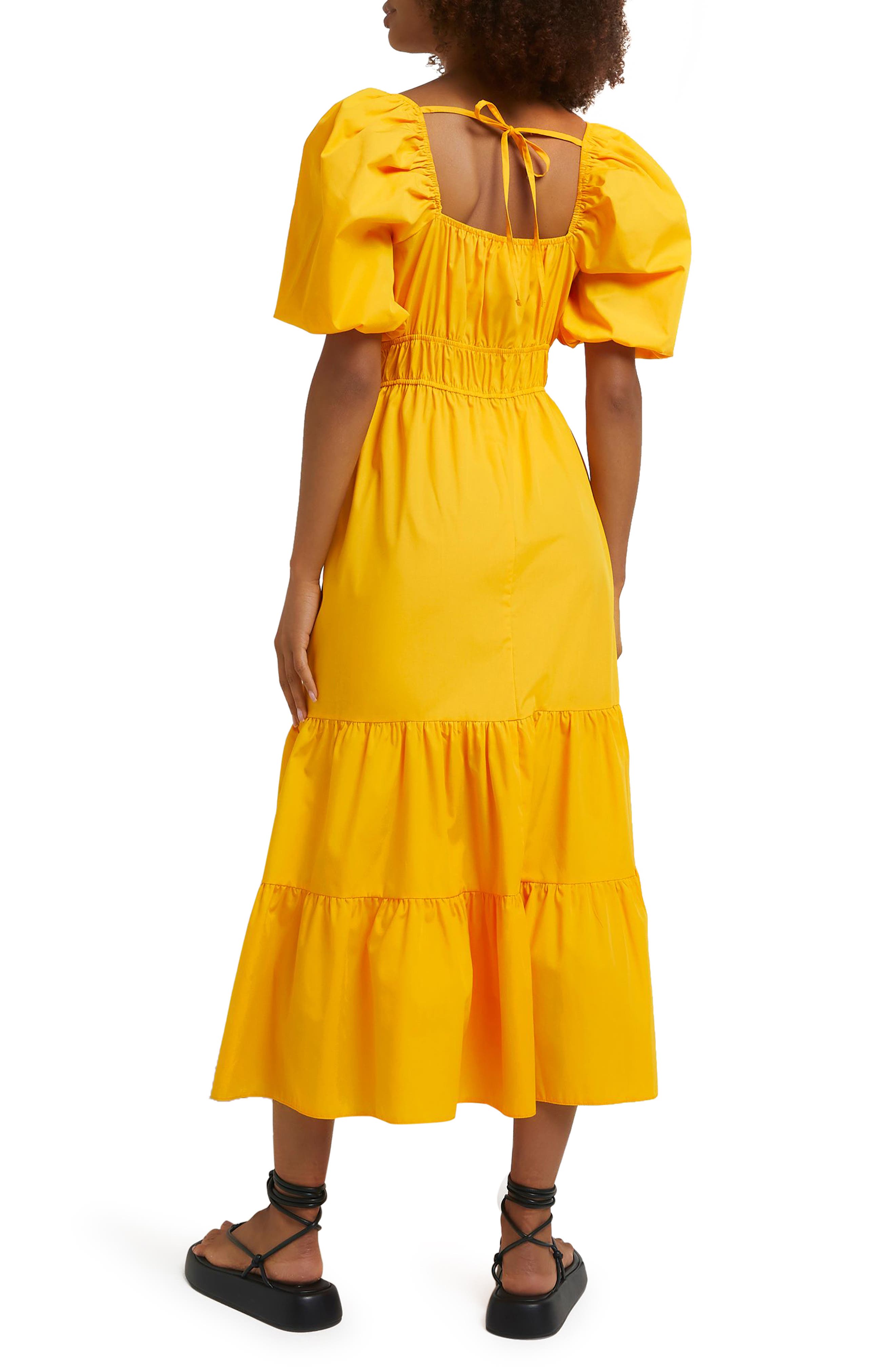 River Island Womens Orange Shirred Smock Midi Dress - 10