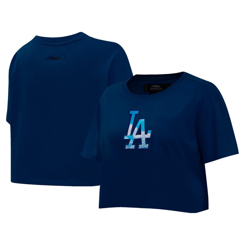 Shop Pro Standard Navy Los Angeles Dodgers Painted Sky Boxy Cropped T-shirt