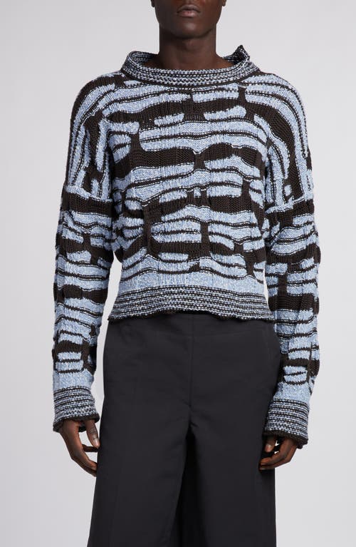 Bottega Veneta Distorted Stripe Cotton & Linen Sweater Admiral/Fondant at Nordstrom,