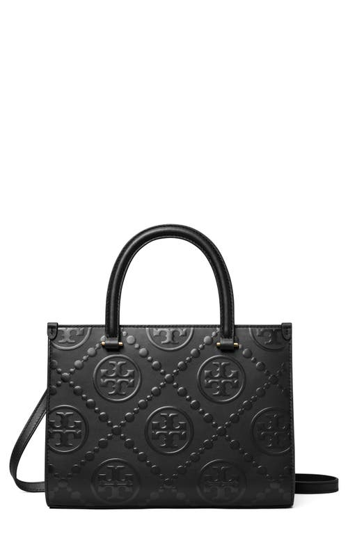 Shop Tory Burch T Monogram Embossed Jacquard Square Tote In Black