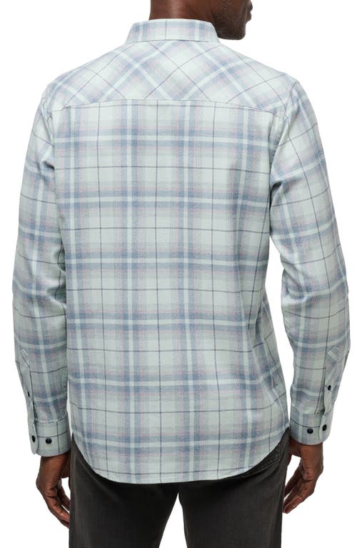 Shop Travismathew Cloud Plaid Flannel Button-up Shirt In Jadeite/elderberry