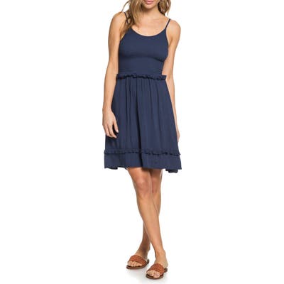 Roxy Run Ahead Smocked Minidress, Blue