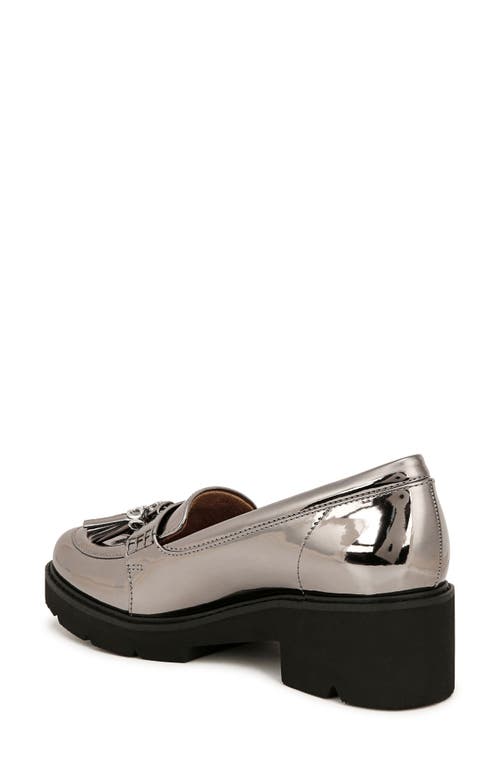 Naturalizer Committed Lug Sole Loafers In Pewter Faux Leather