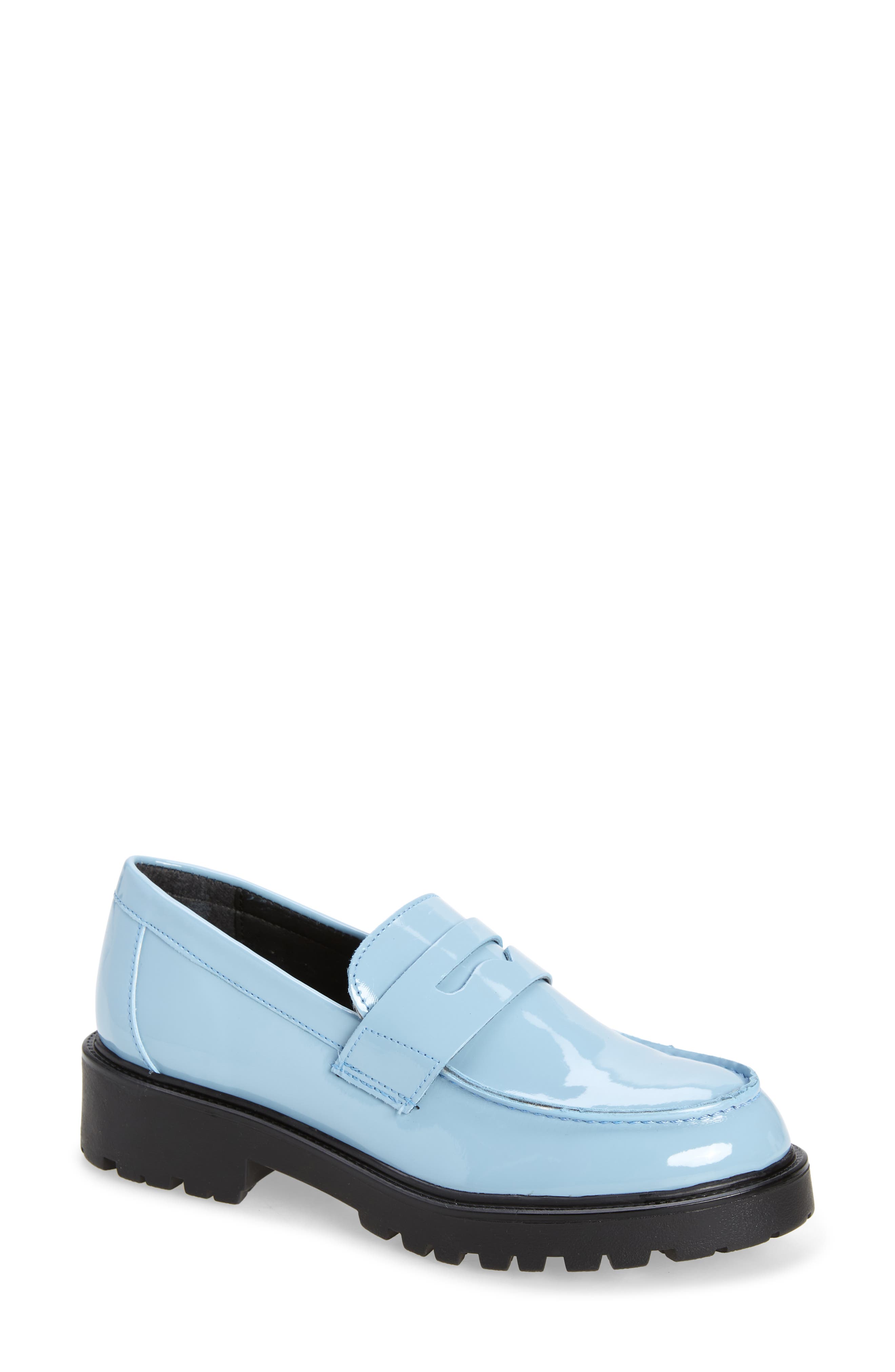 blue and white loafers