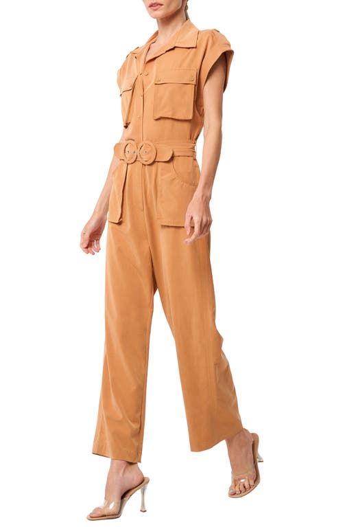 Ciebon Joelle Cap Sleeve Jumpsuit In Tan