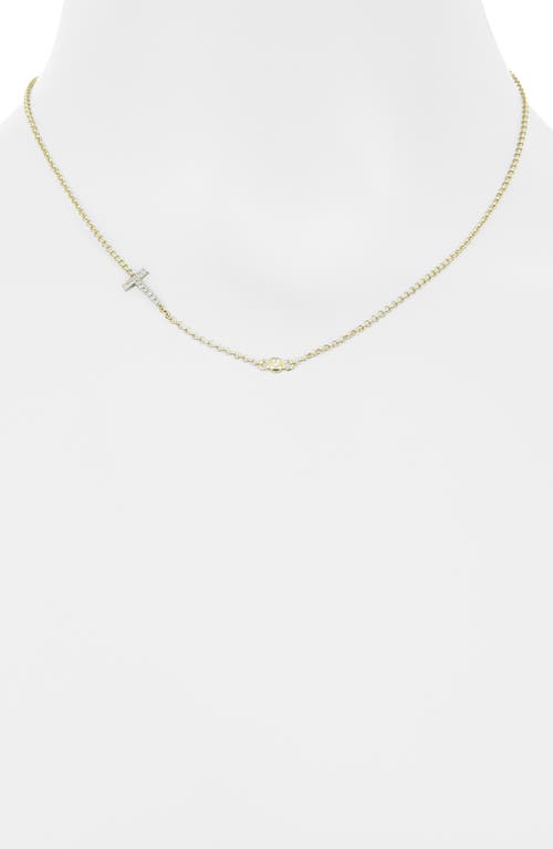 Meshmerise Bezel Diamond Initial Chain Necklace In Yellow-t