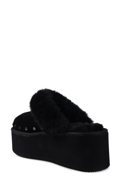 Candies Candie's Sutton Faux Fur Platform Clog In Black Suede