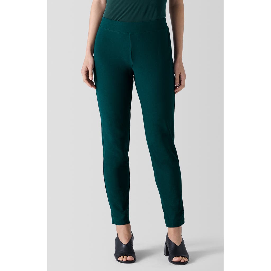 Eileen Fisher Slim Ankle Stretch Crepe Pants In Fir