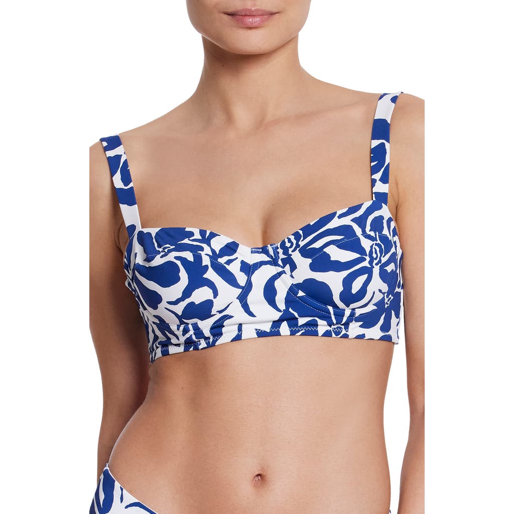 Shop Hanky Panky Balconette Bikini Top In Poolside Blue Print