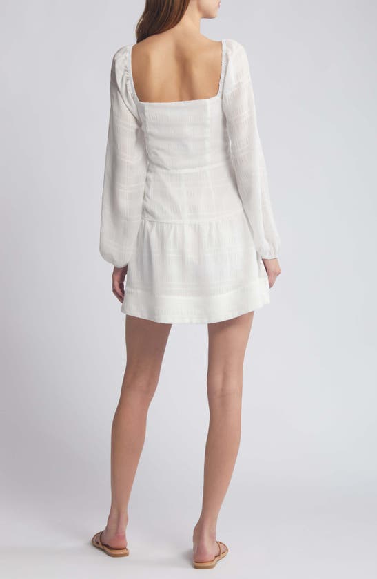 Shop Lost + Wander Alamour Long Sleeve Minidress In Offwhite
