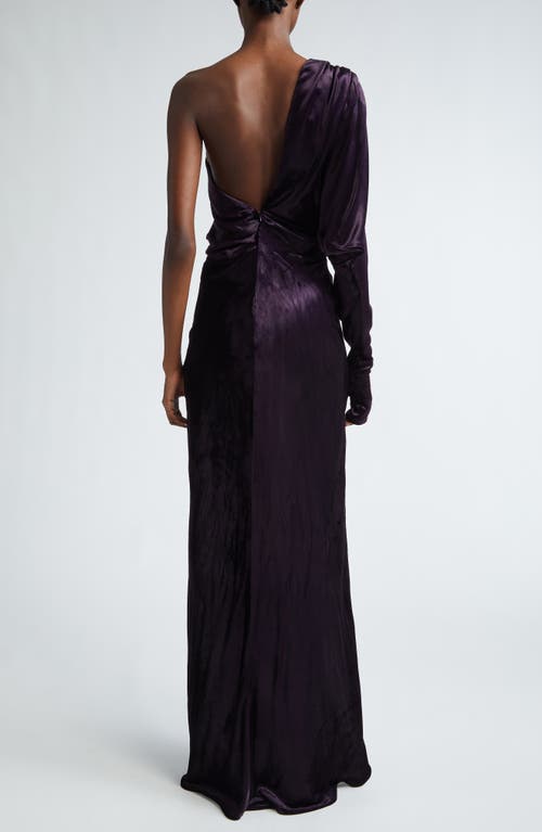 Shop Zimmermann Illustration Asymmetric Satin One-shoulder Gown In Aubergine