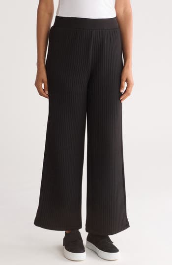 T Tahari Ribbed Pull-on Pants In Black