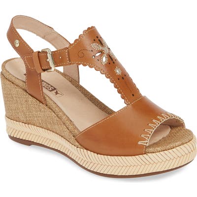 Pikolinos Mojacar Scalloped Wedge Sandal, Brown