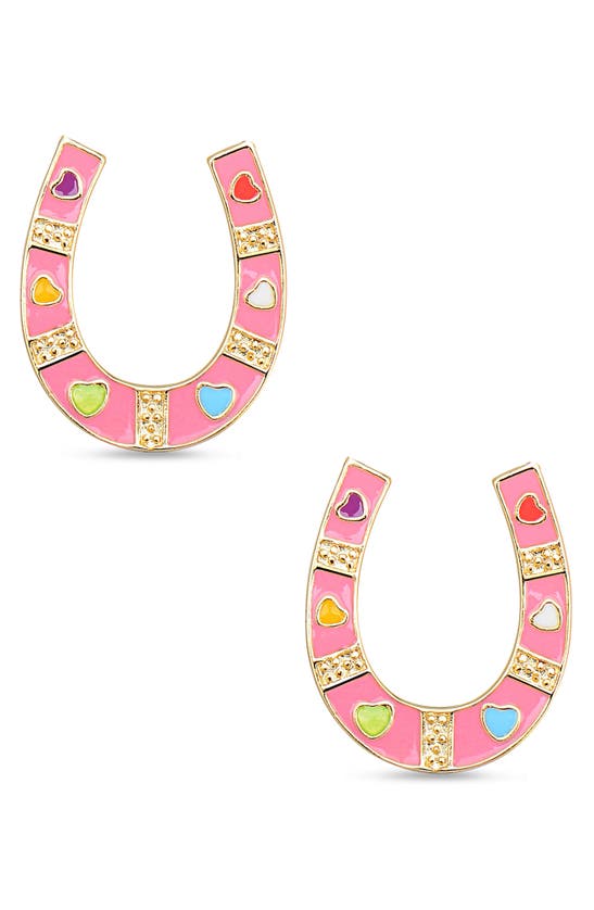 Shop Lily Nily Kids' Horseshoe Stud Earrings In Pink
