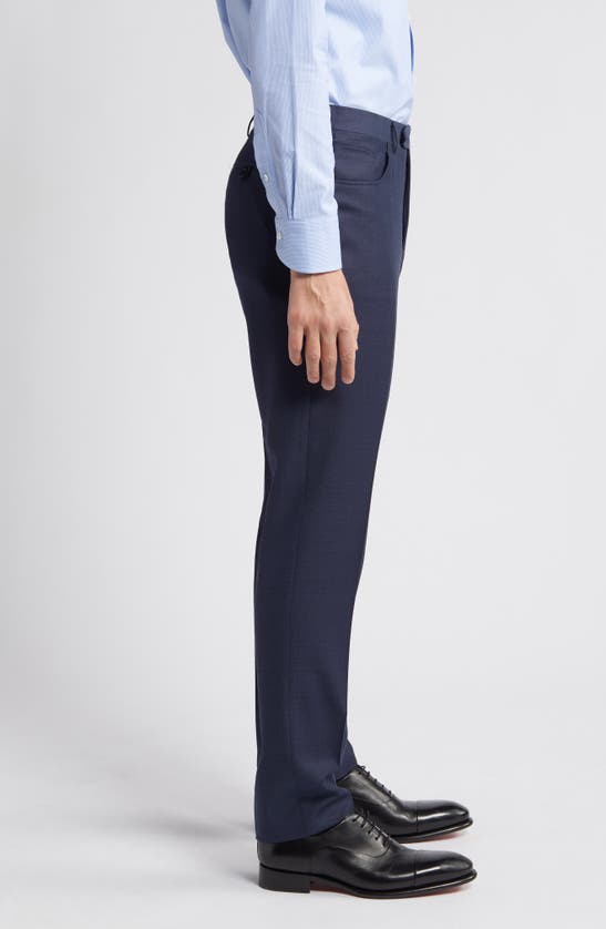 Shop Canali Milano Trim Fit Five Pocket Wool Dress Pants In Navy