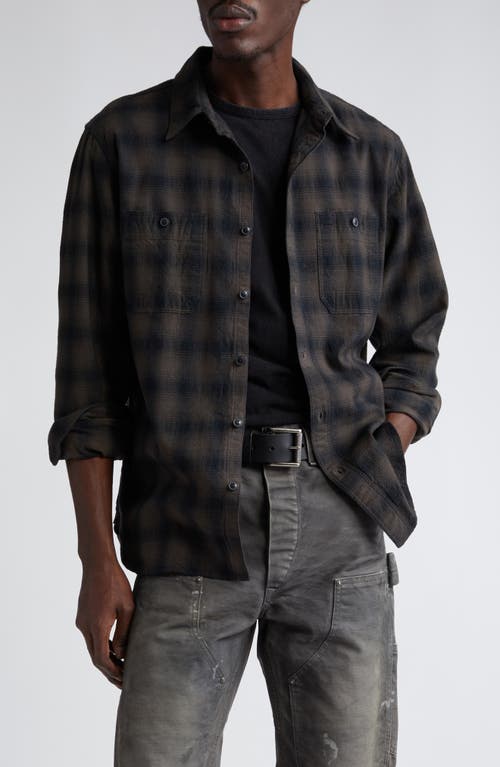 Double Rl Plaid Cotton Button-up Shirt In Black/grey