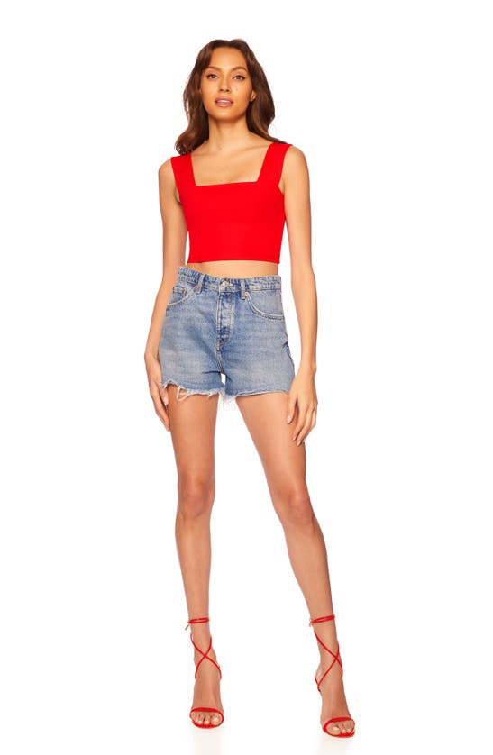 Susana Monaco Square Neck Cropped Tank Top In Perfect Red