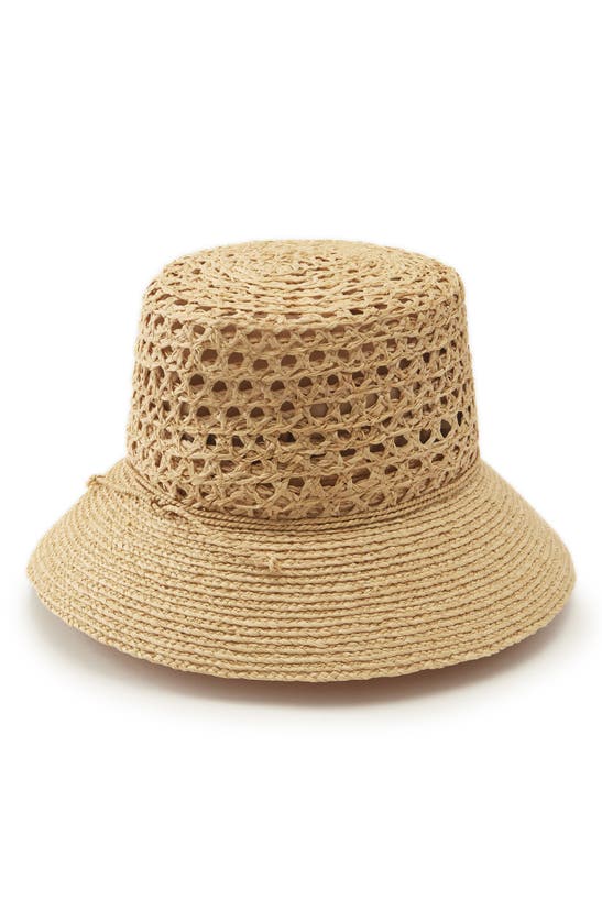 Shop Helen Kaminski Zandar Raffia Bucket Hat In Natural/ Natural
