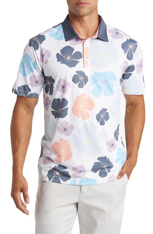 Shop Swannies A.d. Floral Performance Golf Polo In Sunset