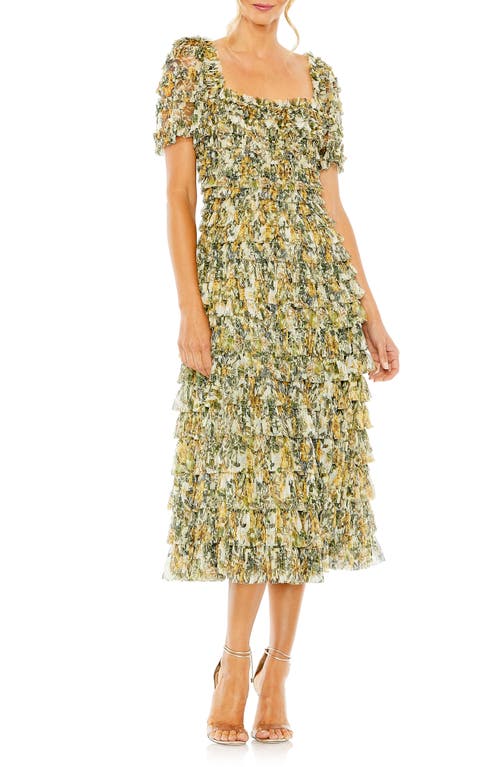 Mac Duggal Floral Ruffle Cocktail Dress Yellow Multi at Nordstrom,