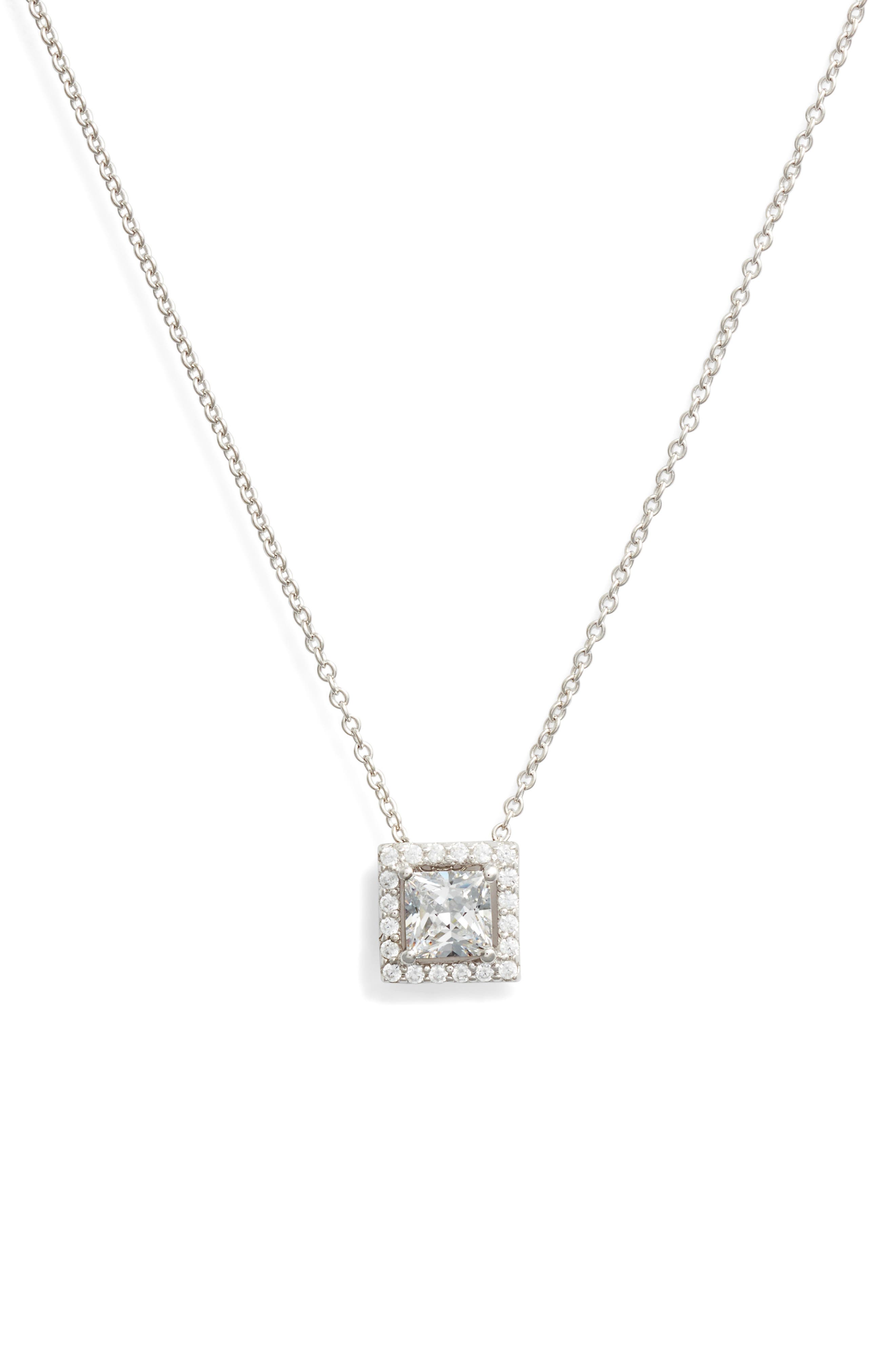Lafonn Princess-Cut Halo Necklace 