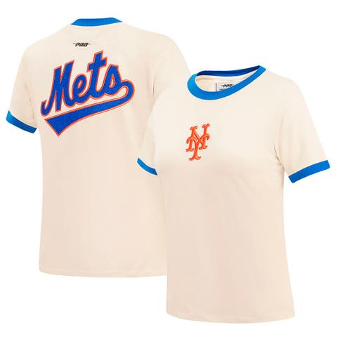 Women's Pro Standard Cream New York Mets Retro Classic Ringer T-Shirt