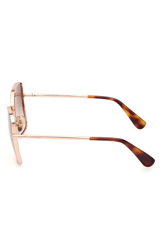 Max Mara 61mm Geometric Sunglasses In Shiny Rose Gold / Brown