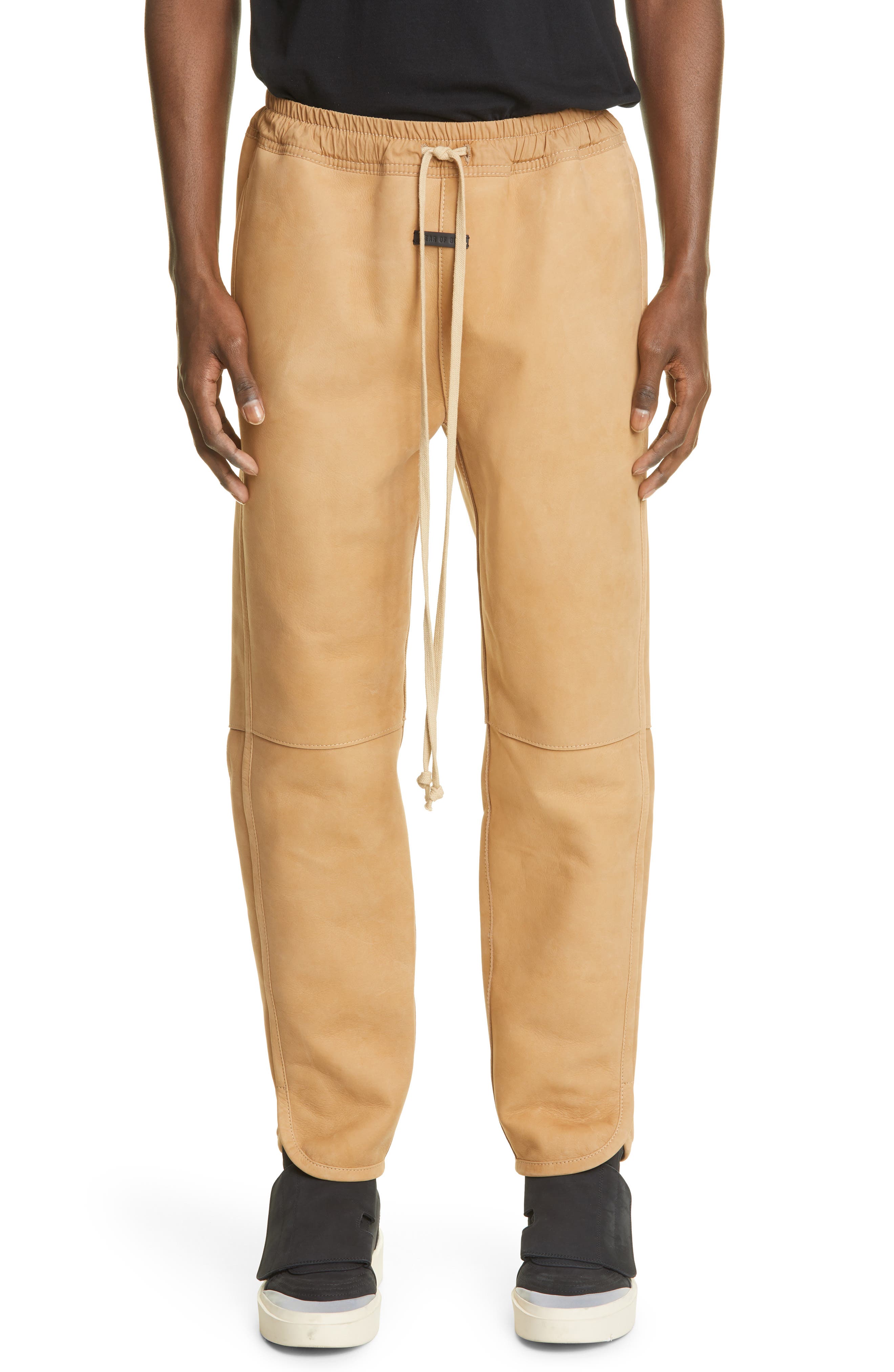 Fear of God Nubuck Leather Track Pants in Tan at Nordstrom, Size Medium