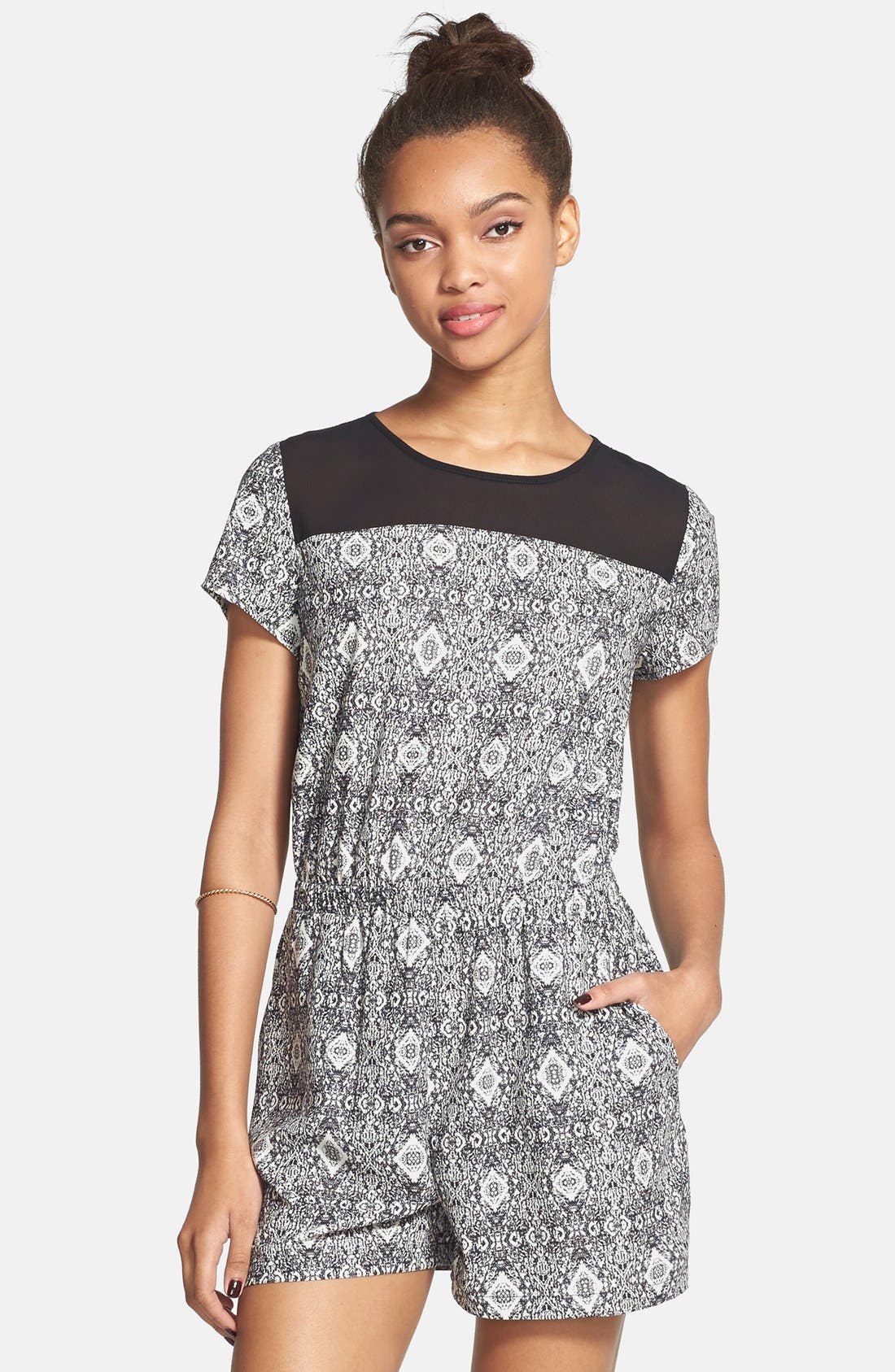 BCNU Short Sleeve Romper (Juniors) Nordstrom