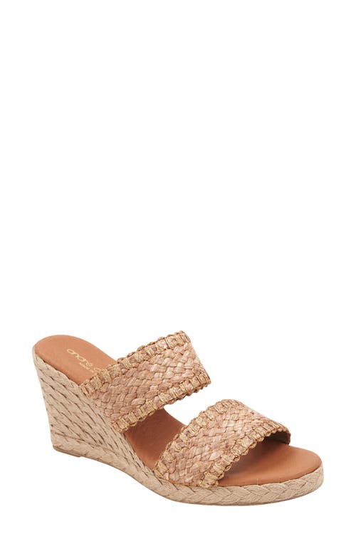 André Assous Nolita Raffia Espadrille Platform Wedge Slide Sandal Cocoa/Bronze at Nordstrom,