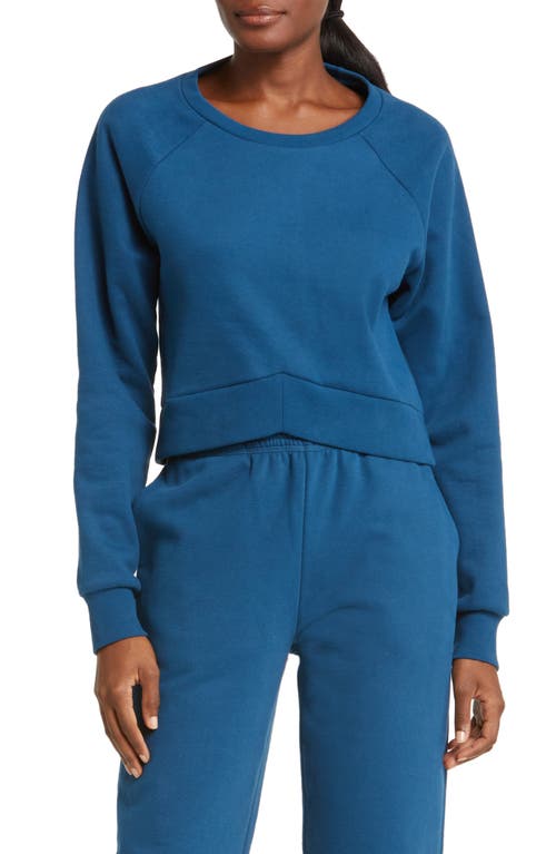 Uplift Crop Sweatshirt in Blue Gem