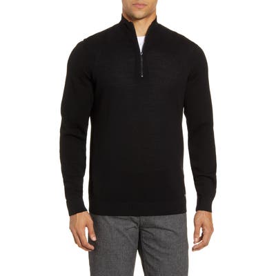 Brax Steffen Quarter Zip Wool Pullover, Black