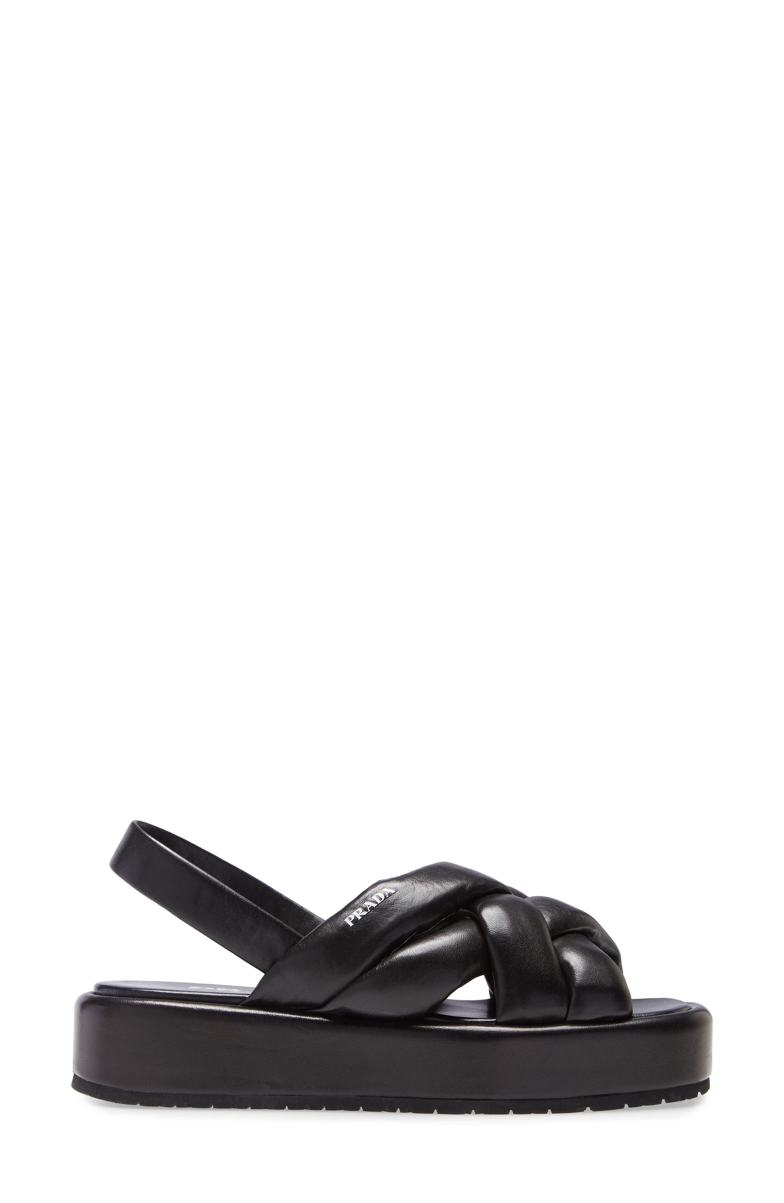 black woven platform sandals