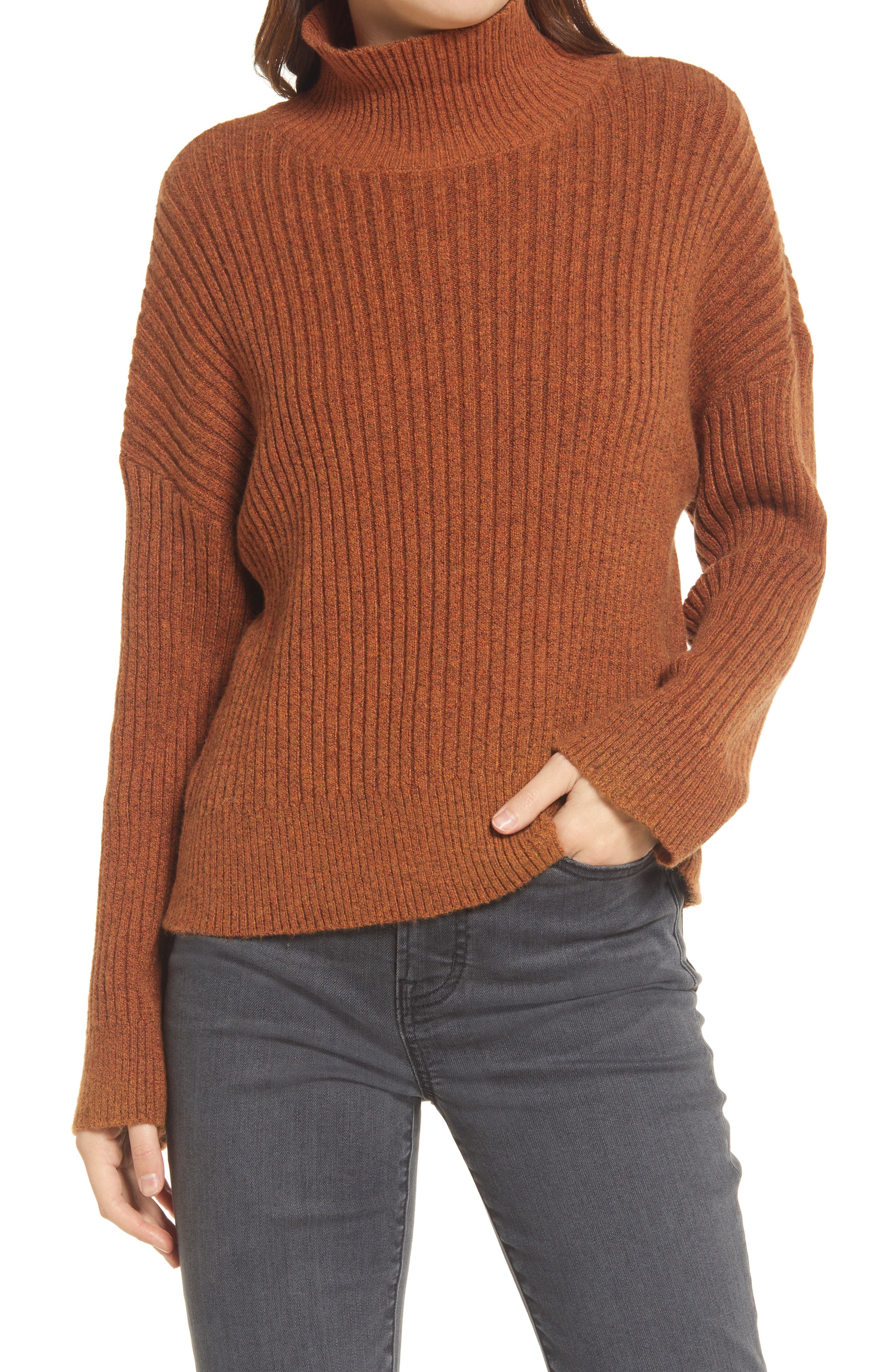 brown mock neck