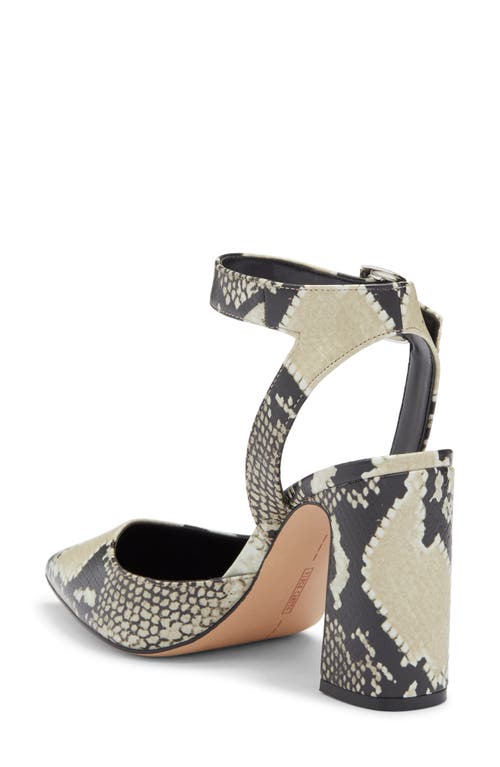 Vince Camuto Alarica Ankle Strap Pointed Toe Pump In Ivory Multi Graphic Soft Snake