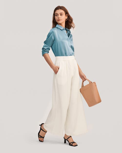 Shop Lilysilk Basic Concealed Placket Silk Shirt In Blue Haze