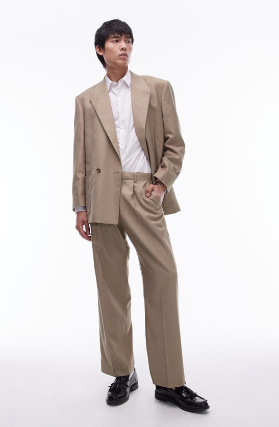 Shop Topman Wide Leg Suit Pants In Stone