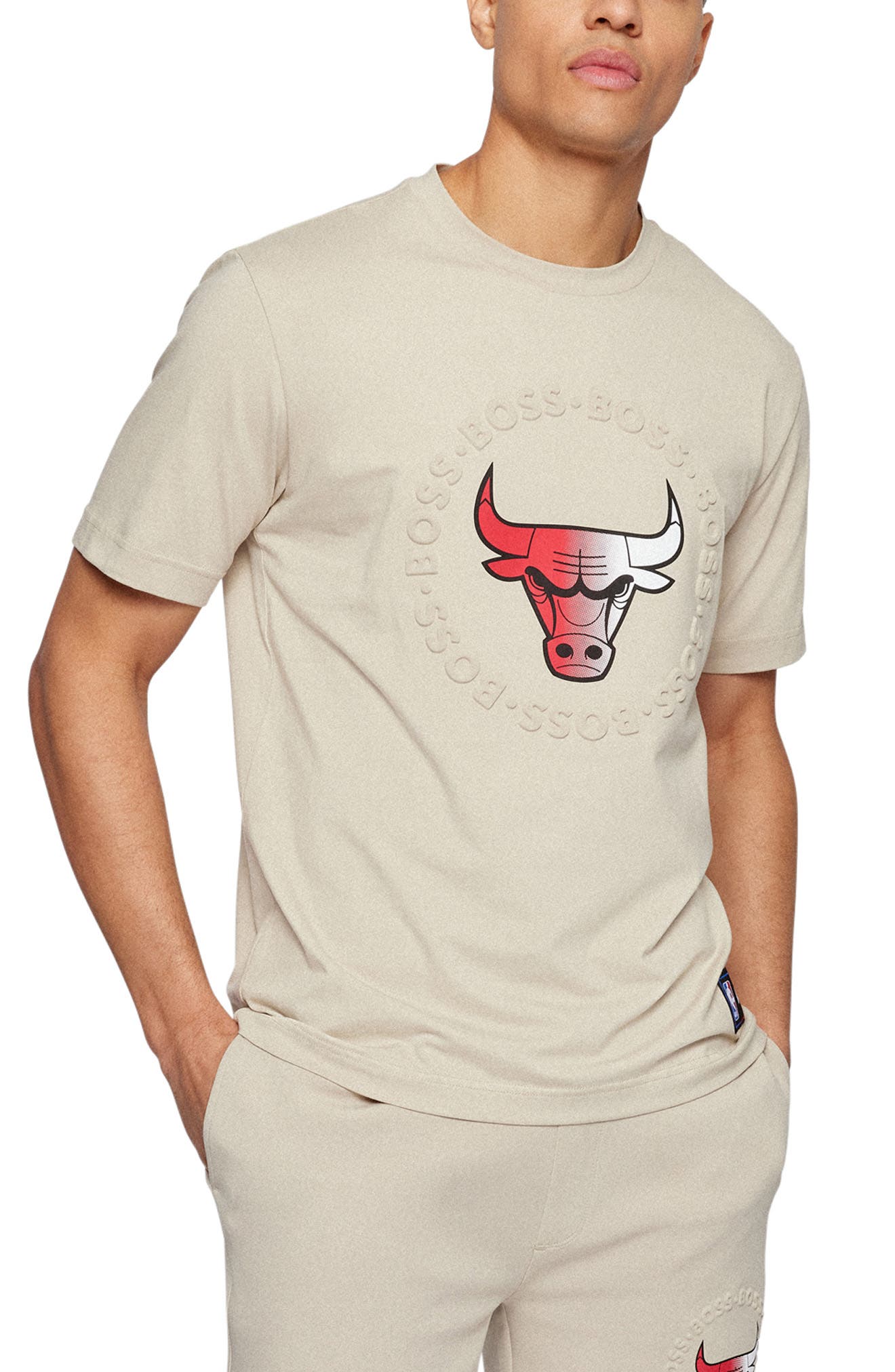 Boss x NBA Tbasket Stretch Cotton Graphic Tee in Medium Grey