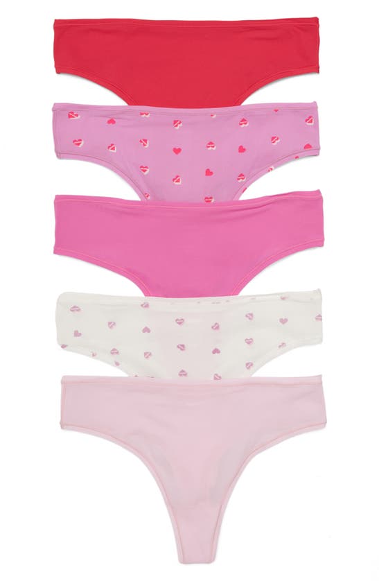 Skims Fits Everybody Assorted 5-pack Thongs In Pink
